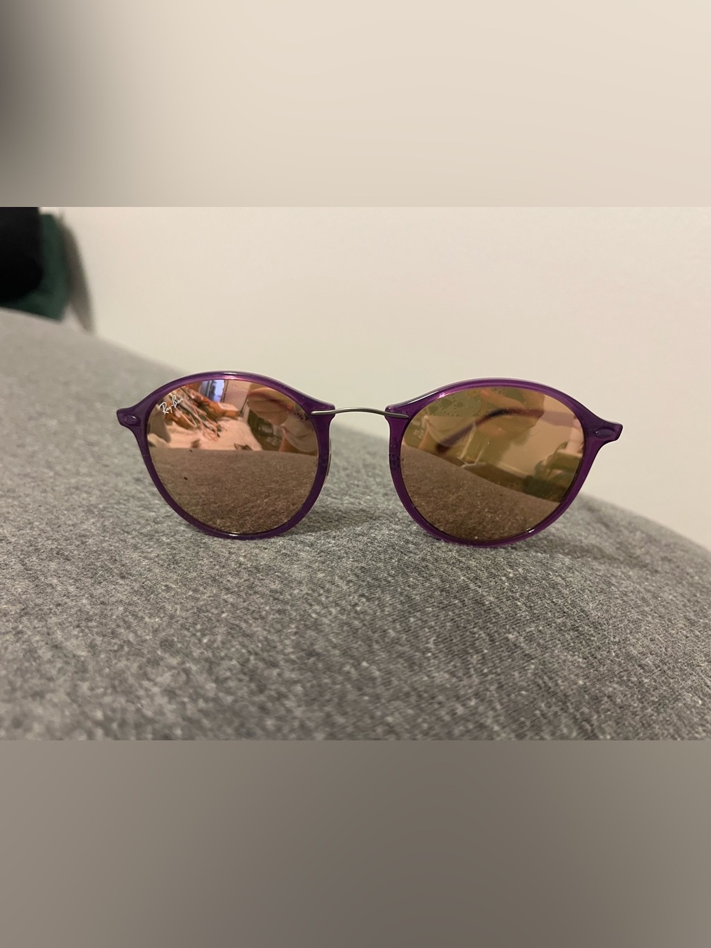 Ray-Ban Purple Frame Sunglasses with Brown Lenses